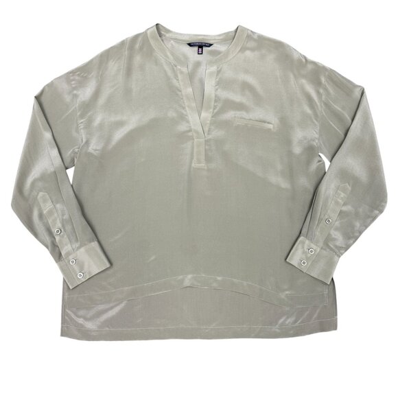 Women's VICTORIA'S SECRET Olive Silk Long Sleeve‎ Top Bouse- Size Medium - Picture 1 of 10